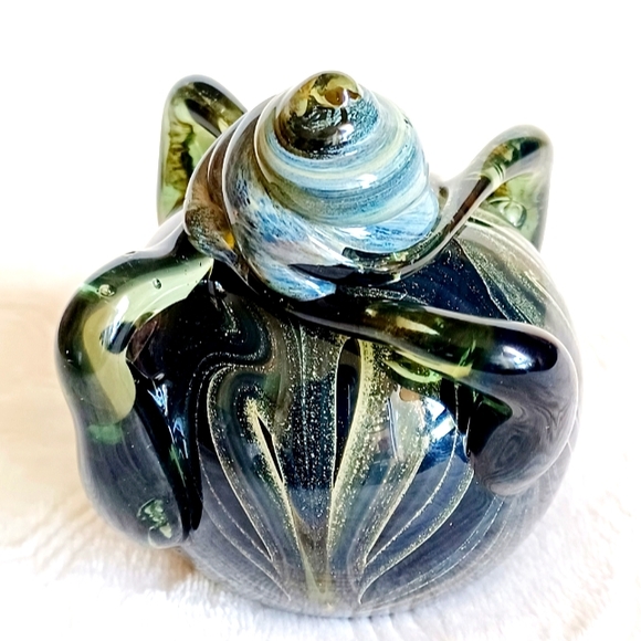 *Vintage Abstract Surrealistic Hand Blow Art Glass Paperweight Round Offi… - Picture 8 of 8